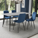 Ceramic Dining Table 160cm in Grey With 4 Lisbon Velvet Chairs - Monaco