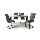 Ceramic Dining Table 160cm in White With 4 Carlisle Chairs - Monaco