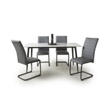 Ceramic Dining Table 160cm in White With 4 Carlisle Chairs - Monaco