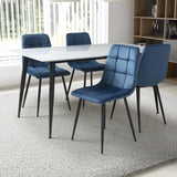 Ceramic Dining Table 160cm in White With 4 Madison Velvet Chairs - Monaco