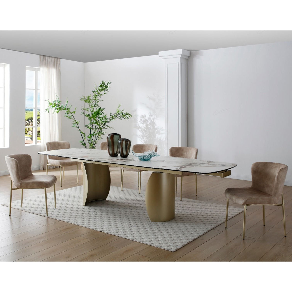 Ceramic Dining Table for 6 to 8 People Extending in Italian Earth Vein - Palazzo