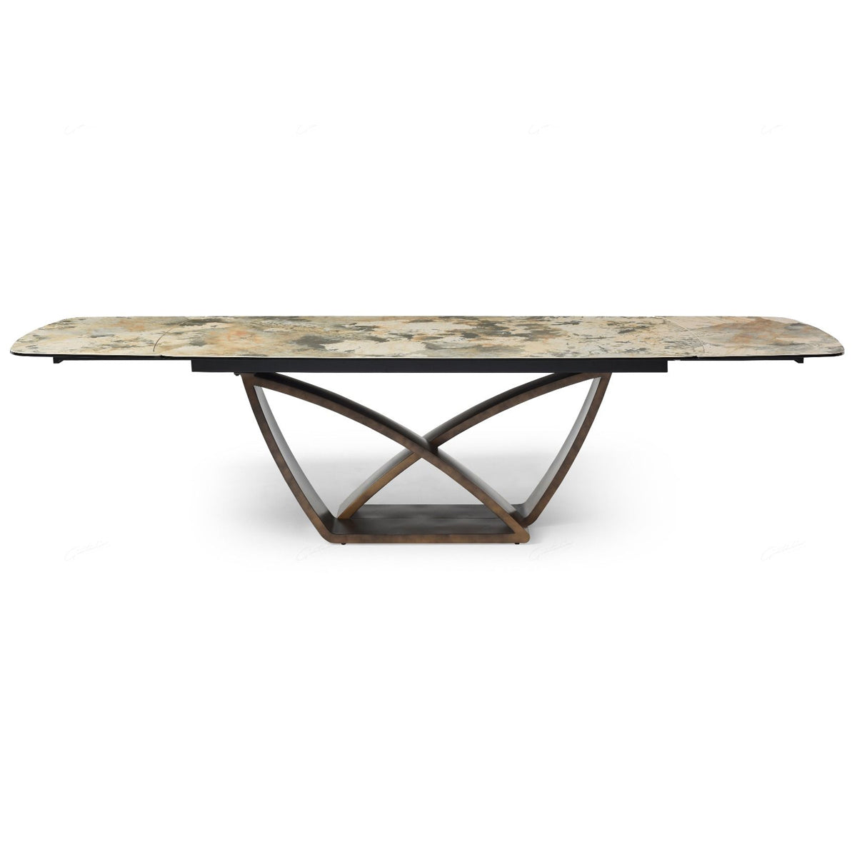 Ceramic Dining Table for 6 to 8 People Extending in Italian Emerald Vein - Lavish