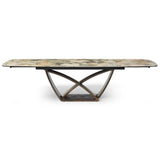 Ceramic Dining Table for 6 to 8 People Extending in Italian Emerald Vein - Lavish