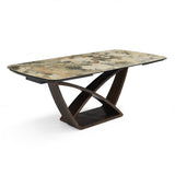 Ceramic Dining Table for 6 to 8 People Extending in Italian Emerald Vein - Lavish