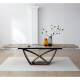 Ceramic Dining Table for 6 to 8 People Extending in Italian Emerald Vein - Lavish