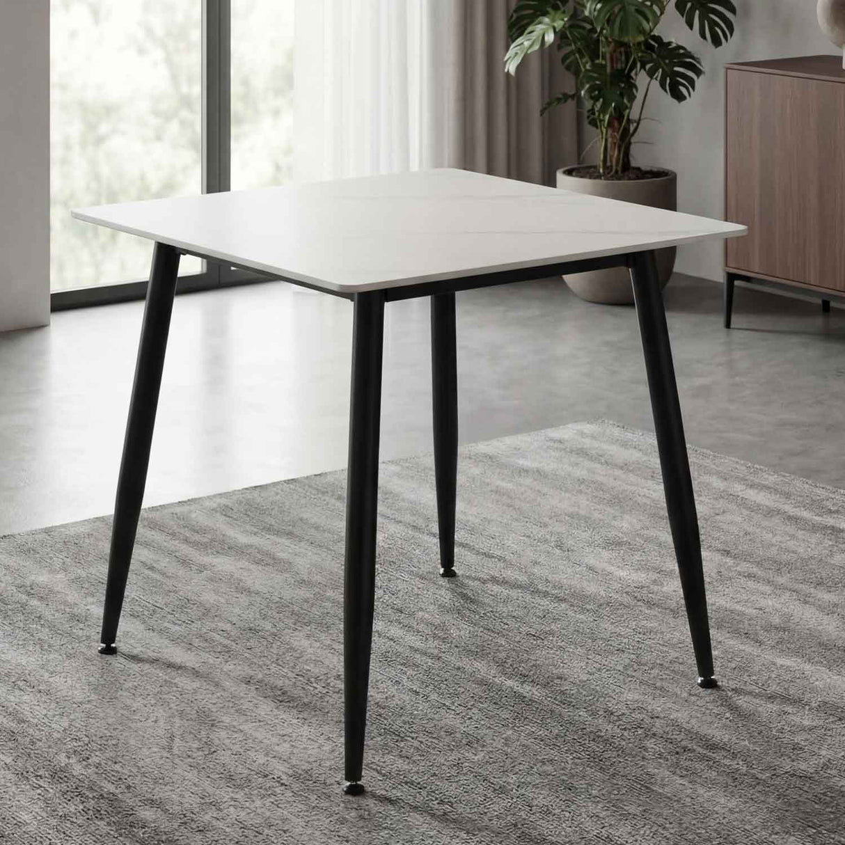 Ceramic Dining Table 80cm Wide Square for 2 to 4 People - Monaco