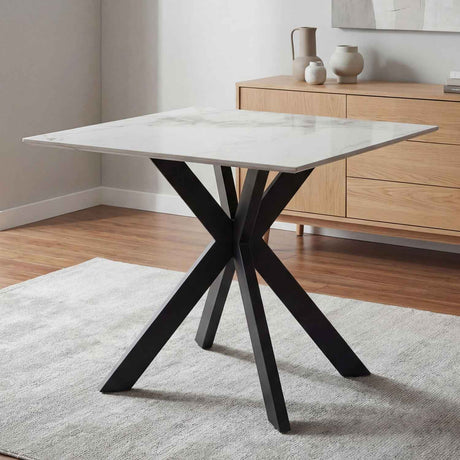 Ceramic Dining Table 80cm Wide Square for 2 to 4 People - Tokyo