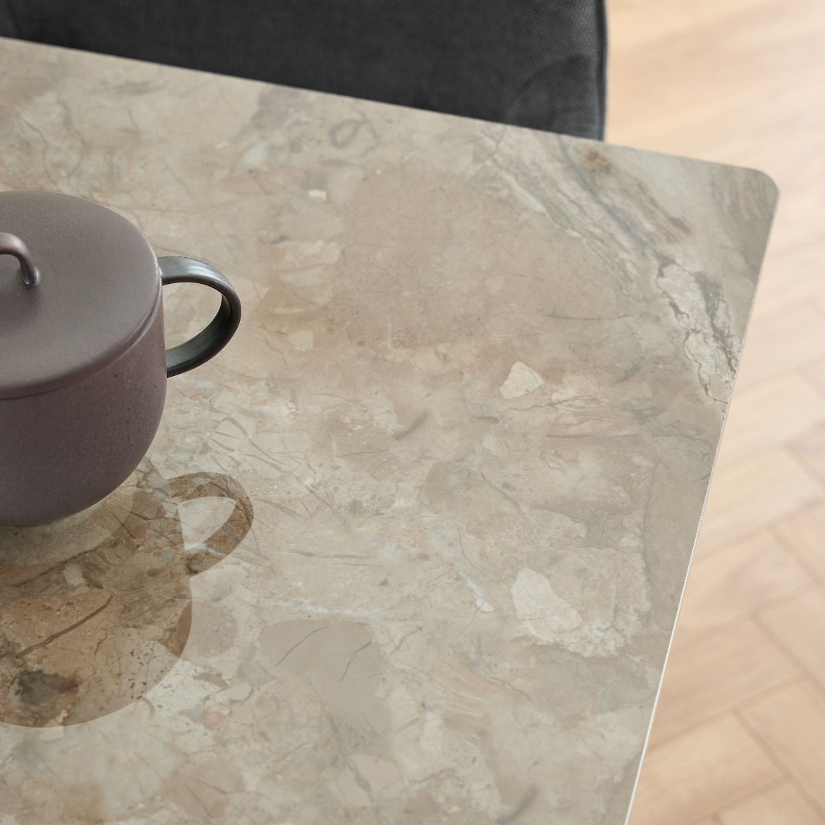 Ceramic Dining Table in Brown With 4 Brooke Dining Chairs - Wicklow