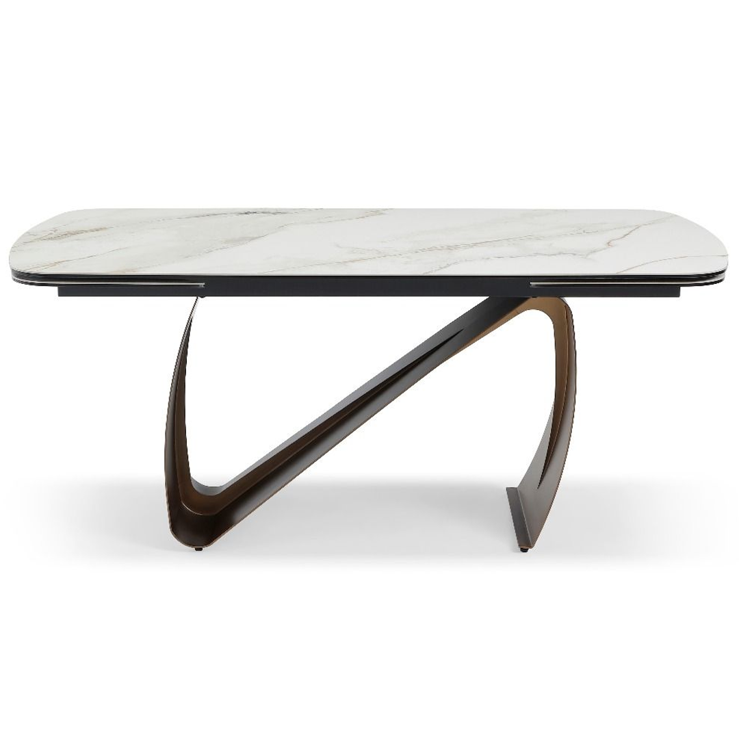 Ceramic Dining Table Extending in Curved Shape for 10 to 12 People - Lusso