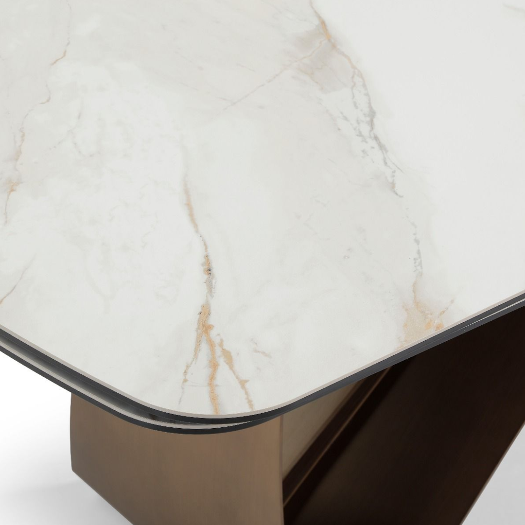 Ceramic Dining Table Extending in Curved Shape for 10 to 12 People - Lusso