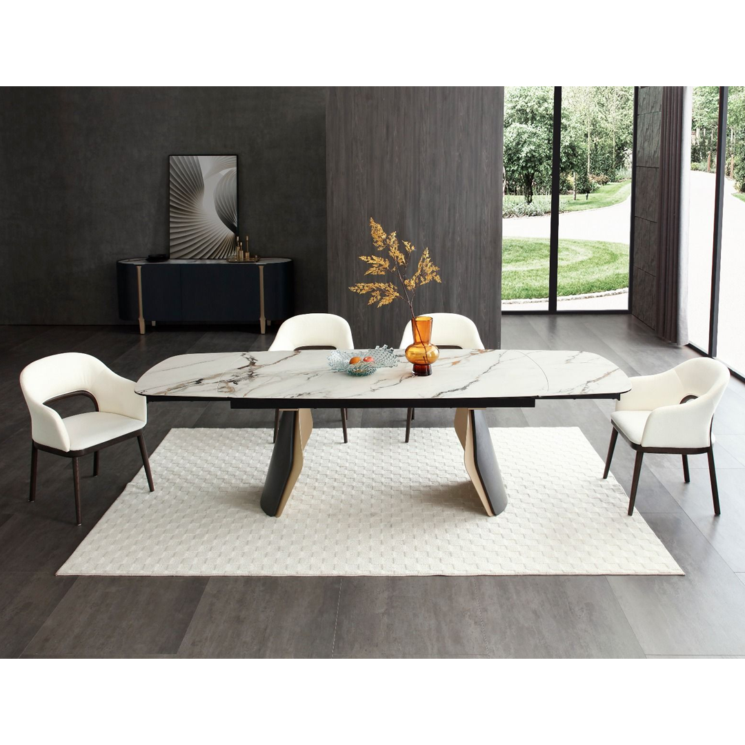 Ceramic Dining Table Extending in Curved Shape for 8 to 10 People - Fidenza