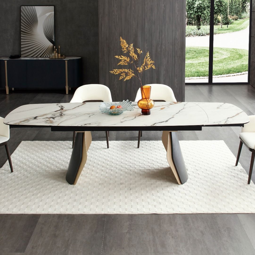 Ceramic Dining Table Extending in Curved Shape for 8 to 10 People - Fidenza