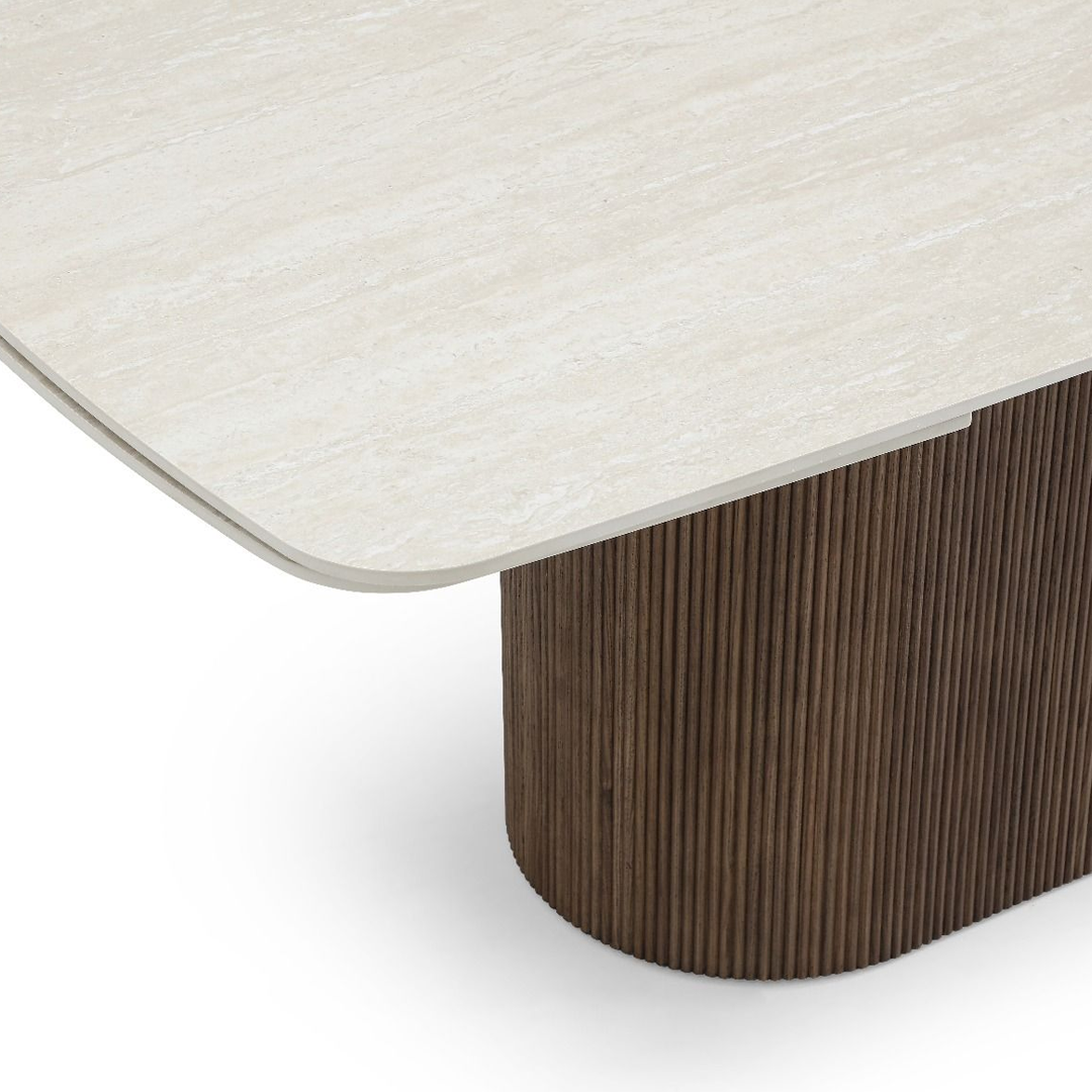 Ceramic Dining Table Extending in Curved Shape for 8 to 10 People - Ginevra