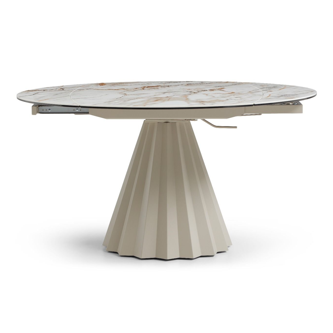 Ceramic Dining Table Extending in Round for 8 People - Skye