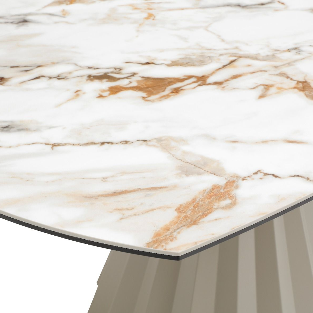 Ceramic Dining Table Extending in Round for 8 People - Skye