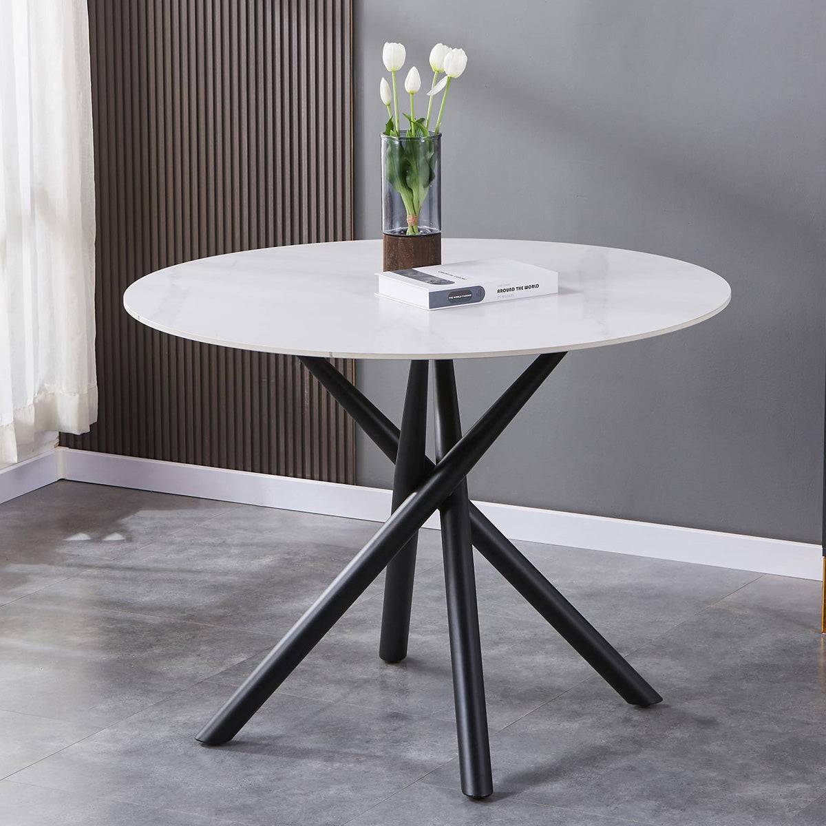Ceramic Dining Table for 4 People Round - Avesta