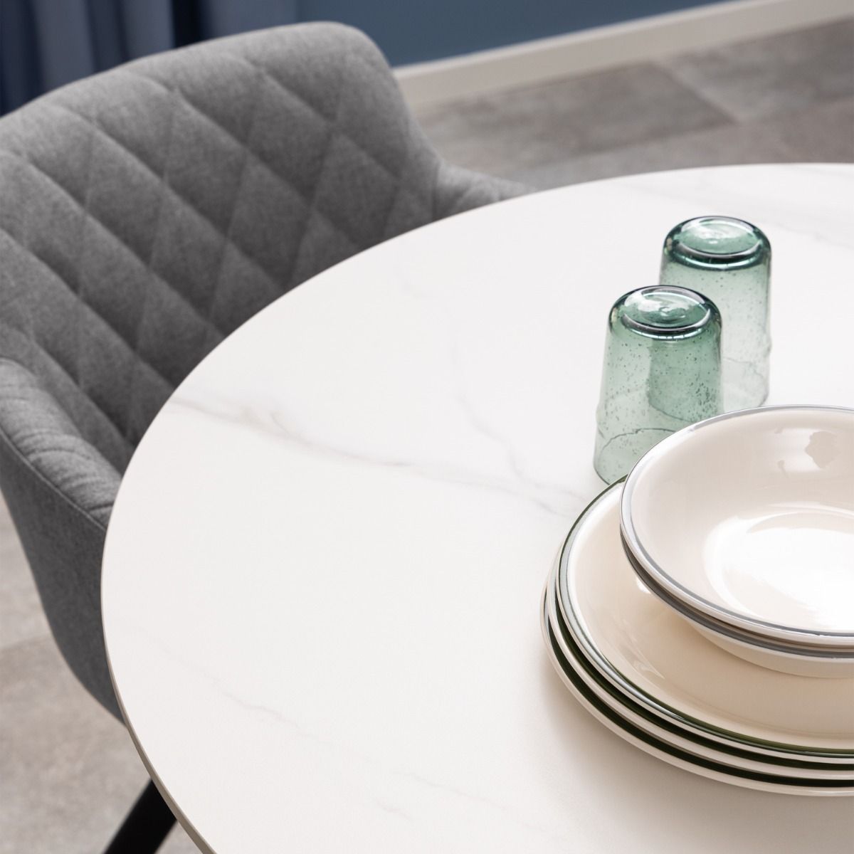 Ceramic Dining Table for 4 People Round - Malta