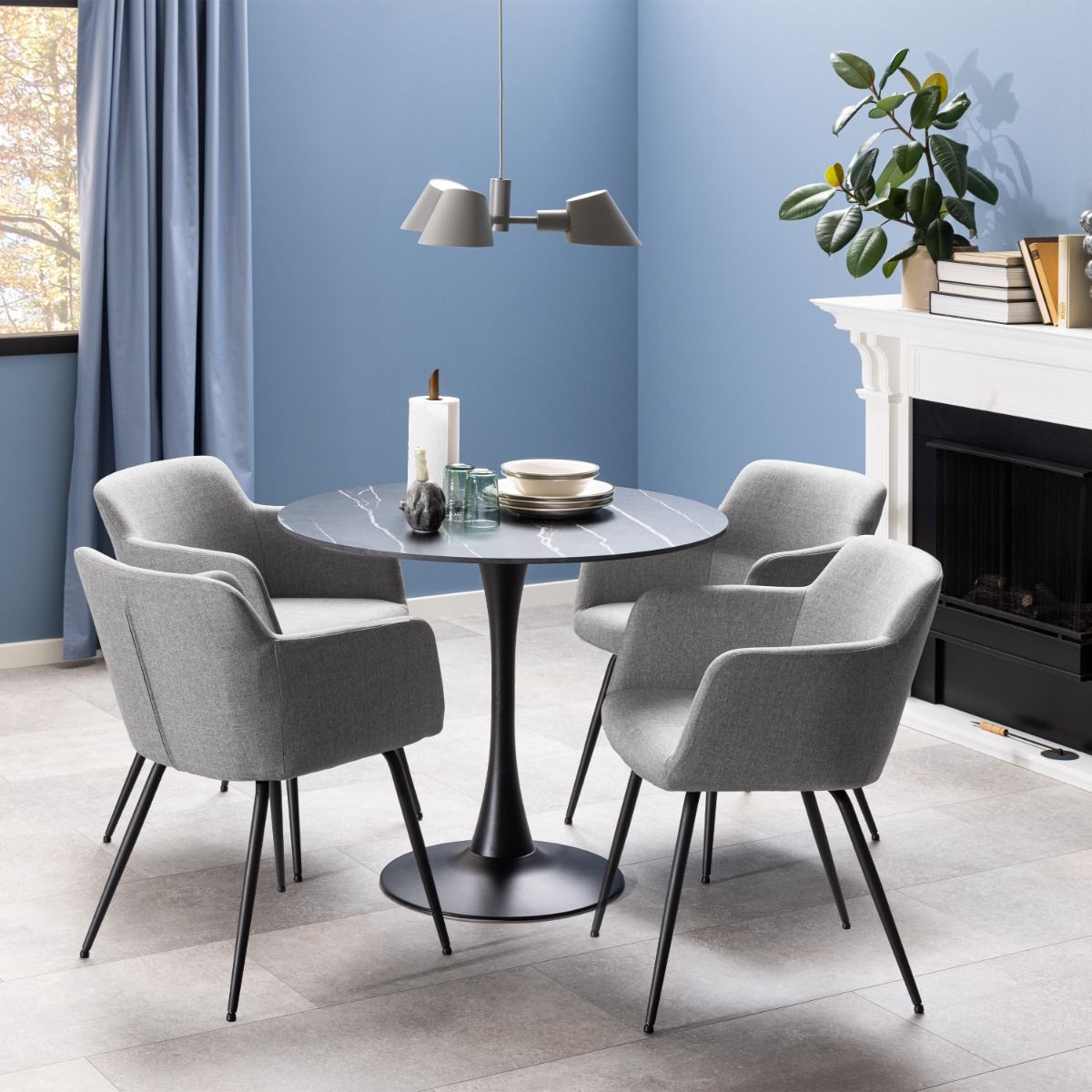 Ceramic Dining Table for 4 People Round - Malta