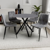 Ceramic Dining Table in Grey With 4 Vernon Chairs - Avesta