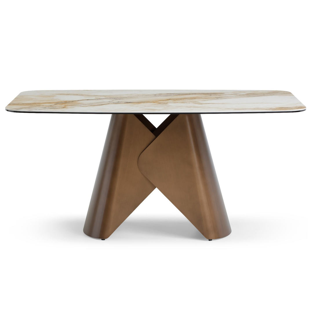 Ceramic Dining Table Large in Curved Shape for 6 People - Levente