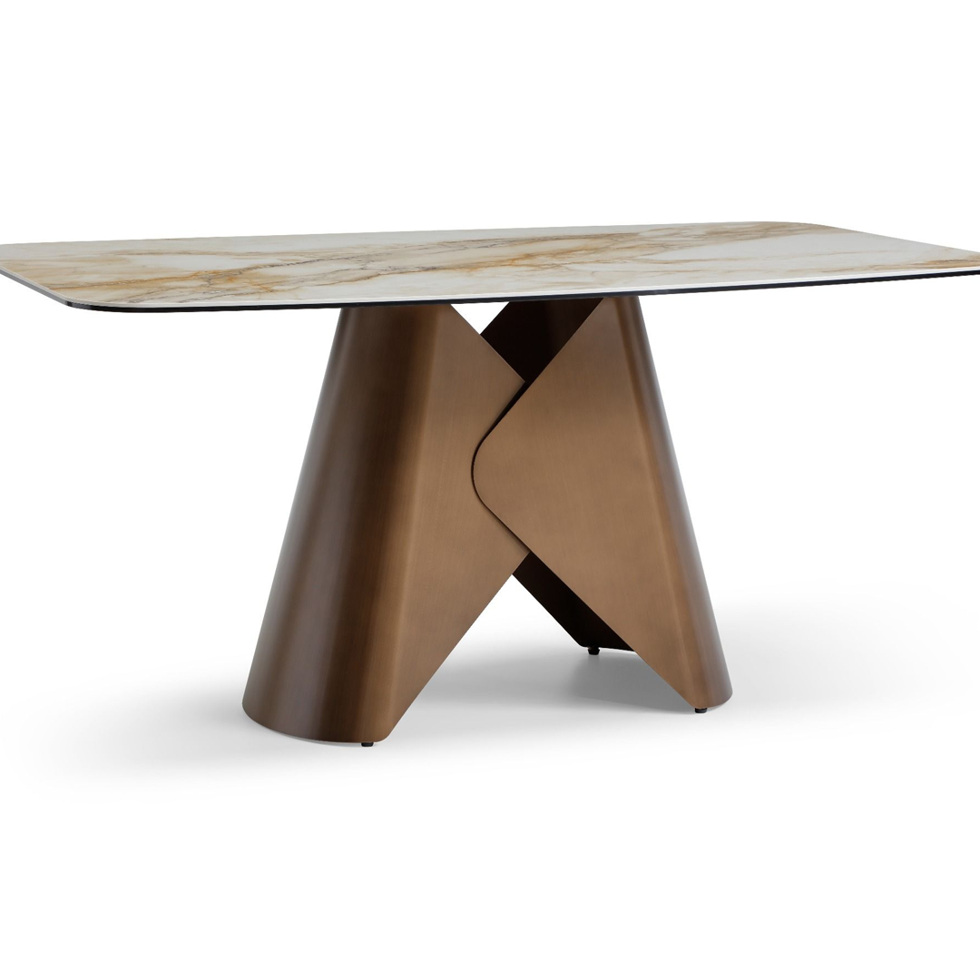 Ceramic Dining Table Large in Curved Shape for 6 People - Levente