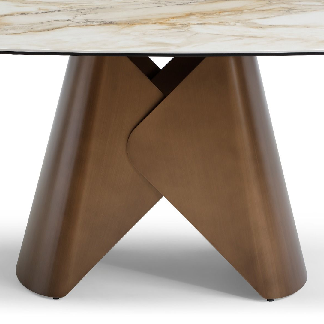 Ceramic Dining Table Large in Curved Shape for 6 People - Levente