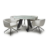 Ceramic Dining Table Round With 4 Artemis White Chairs - Osaka