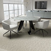 Ceramic Dining Table Round With 4 Artemis White Chairs - Osaka