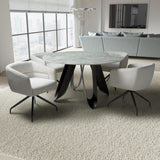 Ceramic Dining Table Round With 4 Artemis White Chairs - Osaka