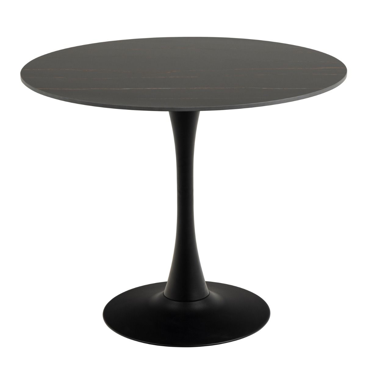 Ceramic Dining Table Round With 4 Celia Light Grey Chairs - Malta