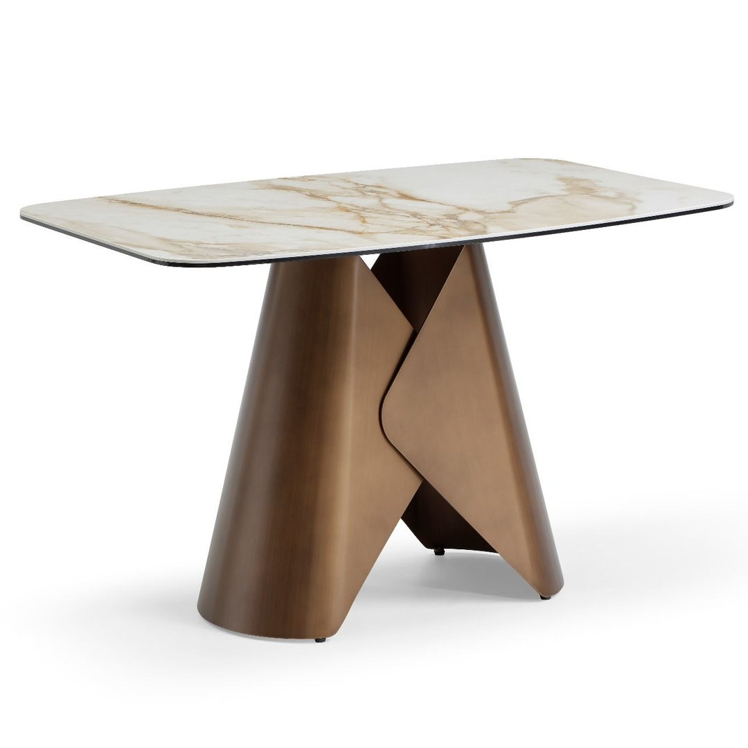 Ceramic Dining Table Small in Curved Shape for 6 People - Levente