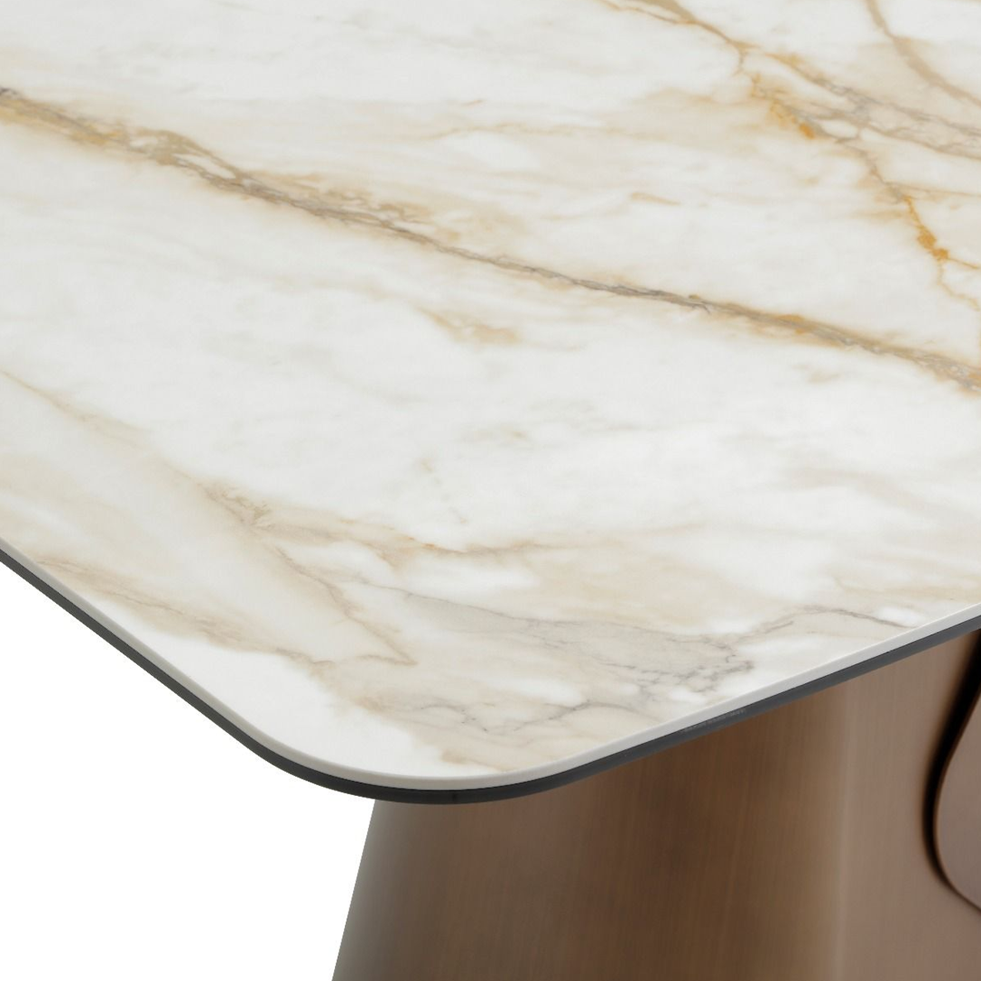 Ceramic Dining Table Small in Curved Shape for 6 People - Levente