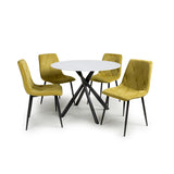 Ceramic Dining Table in White With 4 Vernon Chairs - Avesta