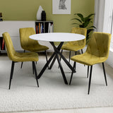 Ceramic Dining Table in White With 4 Vernon Chairs - Avesta