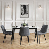 Ceramic Dining Table With 4 Fabric Dining Chairs - Luna
