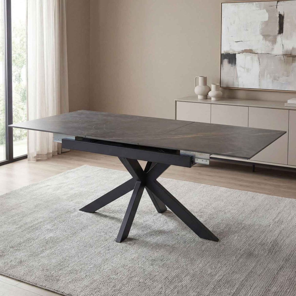 Ceramic Extending Dining Table 180cm Wide for 6 to 8 People - Rotana