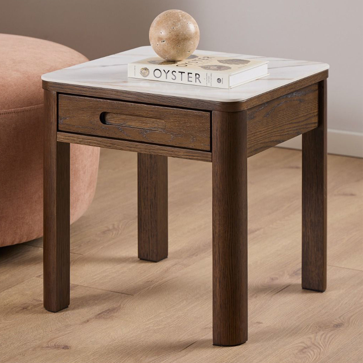 Ceramic Side Table Square With 1 Drawer - Southampton