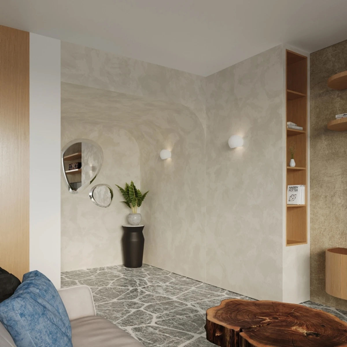 Ceramic Wall Light With Globe Lamp - Cafe Au Lait