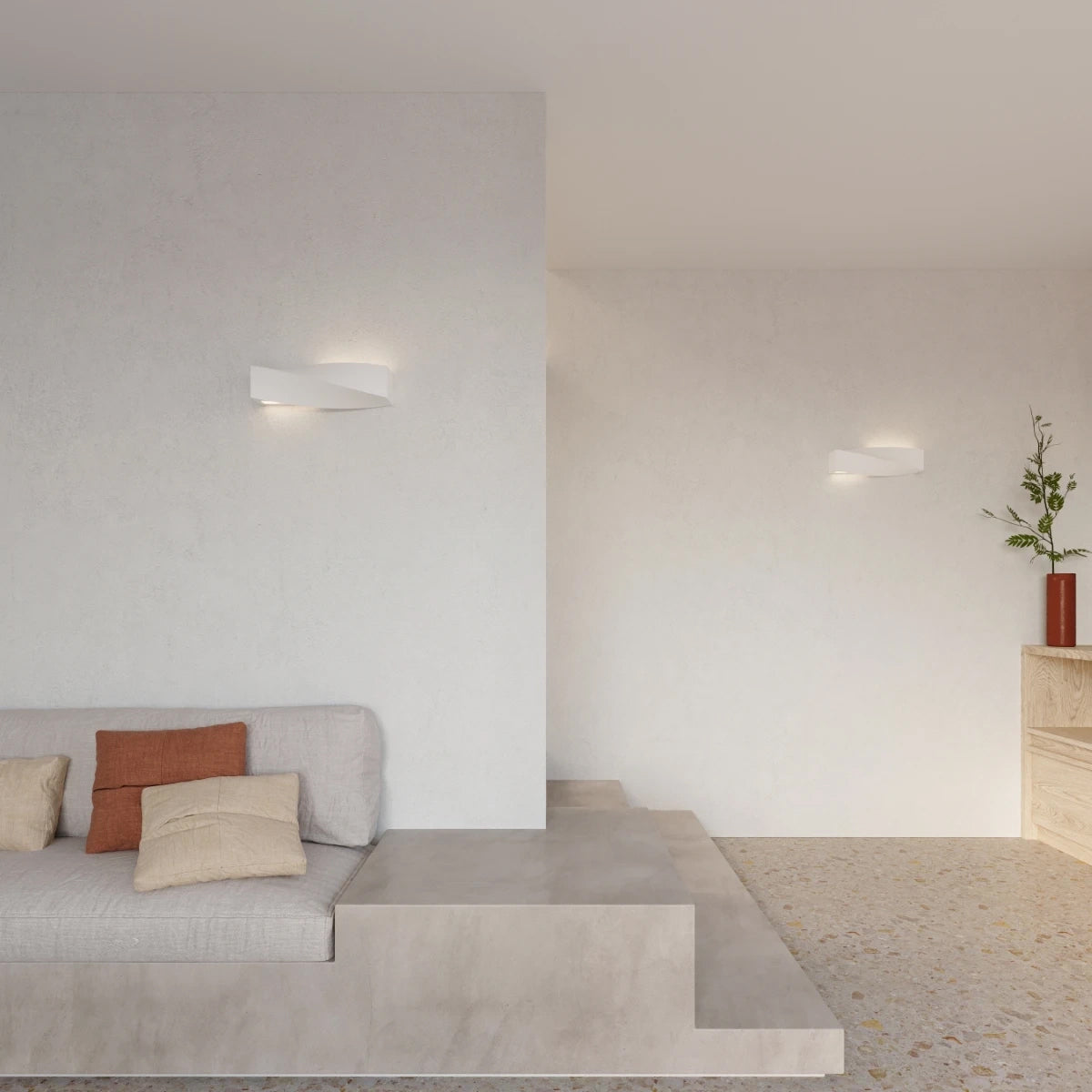 Ceramic Wall Light With Sigma Glass Lamp - Cafe Au Lait