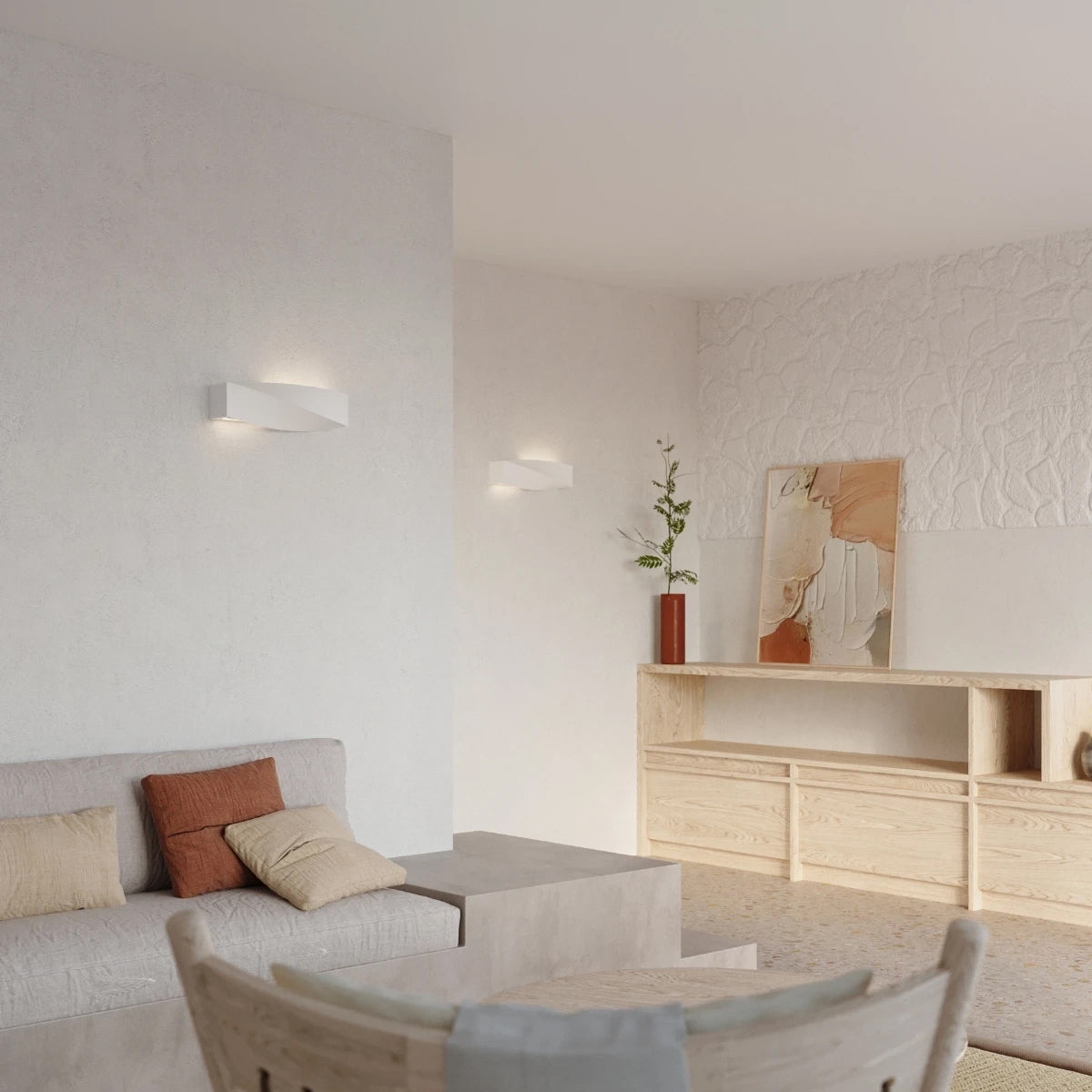 Ceramic Wall Light With Sigma Glass Lamp - Cafe Au Lait