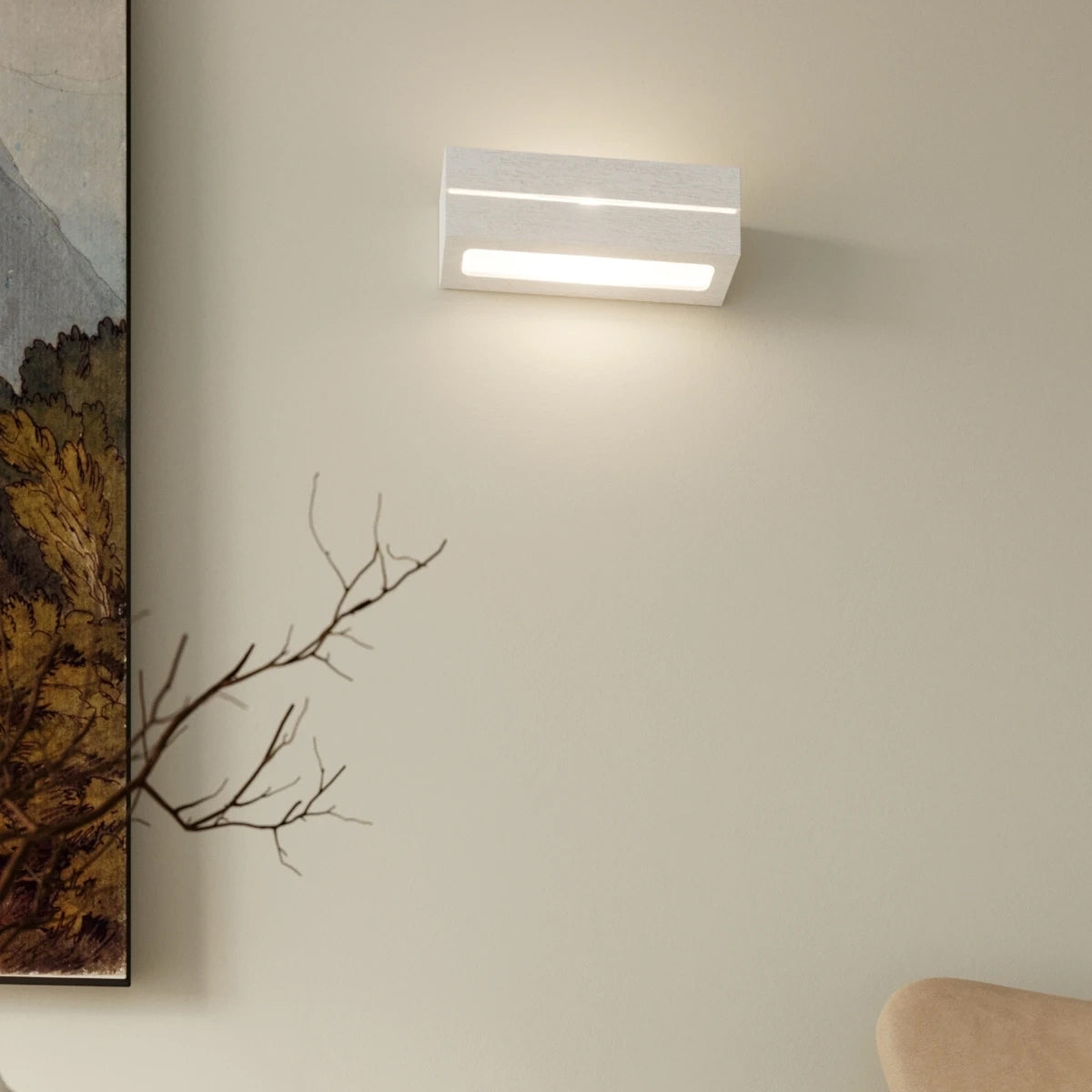 Ceramic Wall Light With Vega Line Glass Lamp - Cafe Au Lait