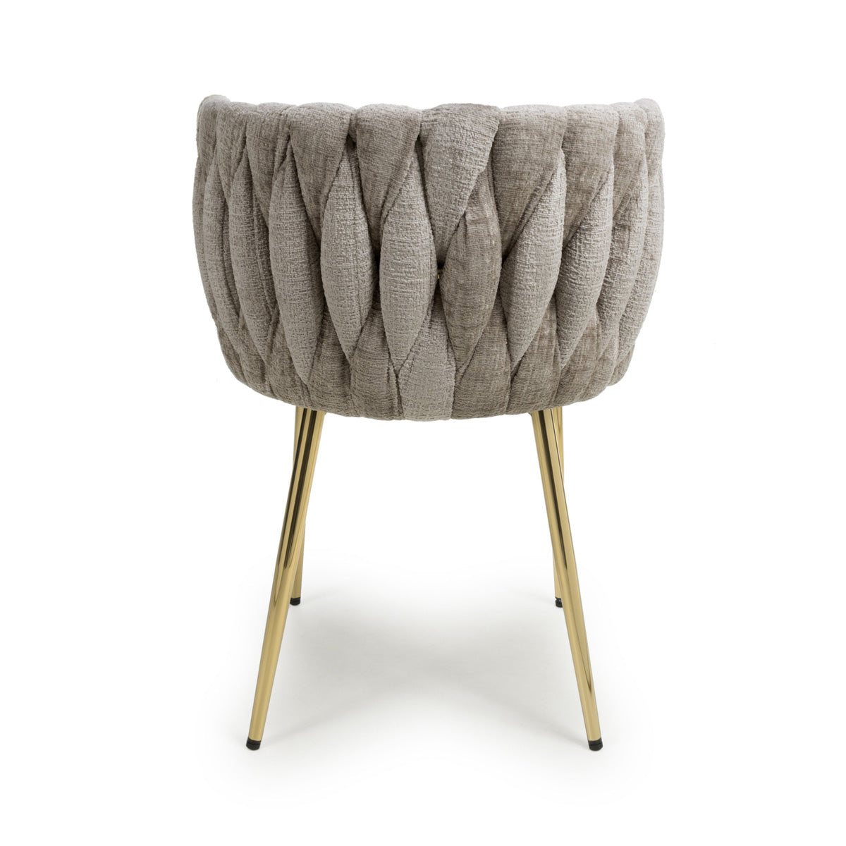 Chenille Effect Fabric Dining Chairs in Set Of 2 With Gold Metal Frame - Ontario
