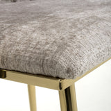 Chenille Effect Fabric Dining Chairs in Set Of 2 With Gold Metal Frame - Ontario