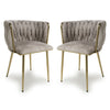 Chenille Effect Fabric Dining Chairs in Set Of 2 With Gold Metal Frame - Ontario