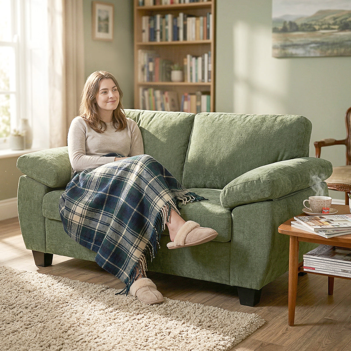 Chenille Fabric 2 Seater Sofa 156cm Wide - Velmora