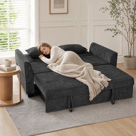 Chenille Fabric 2 Seater Sofa Bed 167cm Wide - Velmora