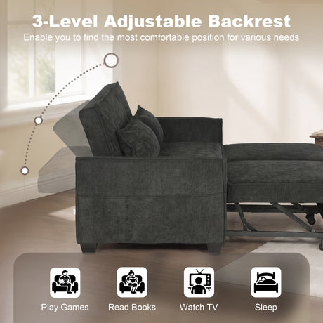Chenille Fabric 2 Seater Sofa Bed 167cm Wide - Velmora