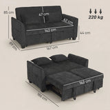 Chenille Fabric 2 Seater Sofa Bed 167cm Wide - Velmora