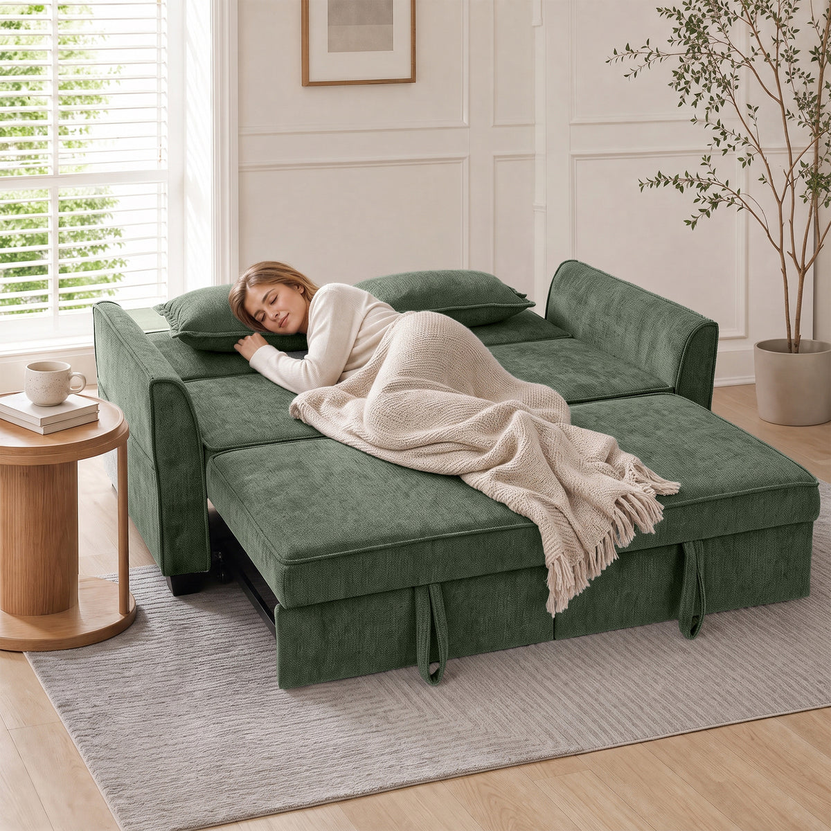 Chenille Fabric 2 Seater Sofa Bed 167cm Wide - Velmora