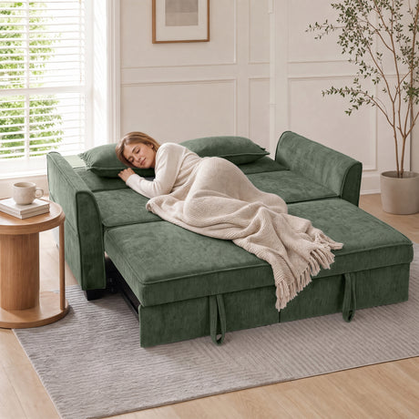 Chenille Fabric 2 Seater Sofa Bed 167cm Wide - Velmora